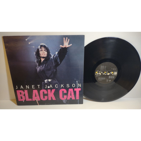 Janet Jackson Black Cat 12" Vinyl EP Record TRANSLUCENT Color A&M Records ‎Funk - Picture 1 of 3
